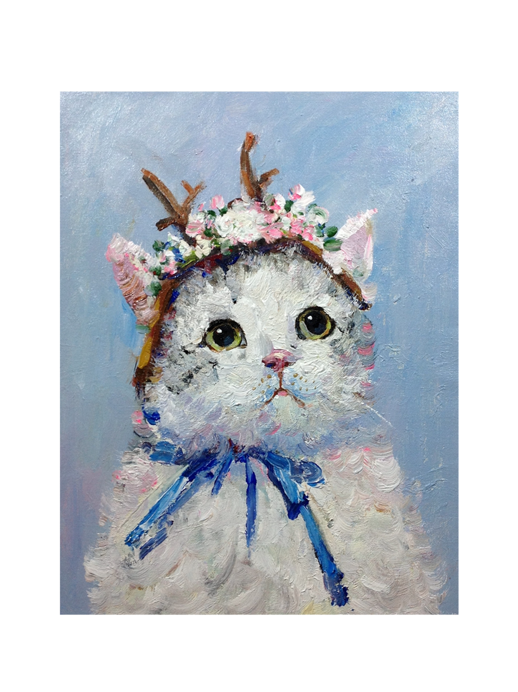 Flower Crown Cat Oil Painting