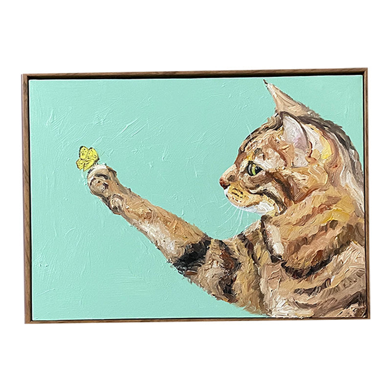 Cat and Butterfly Oil Painting — artwork detail and styling