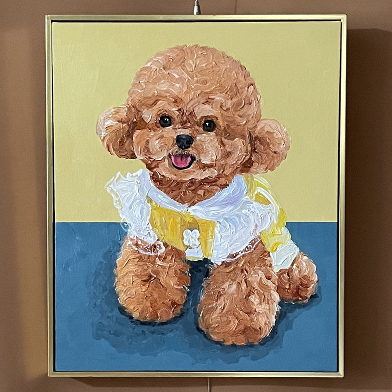 Sunny Poodle Oil Painting — complete artwork, square product image