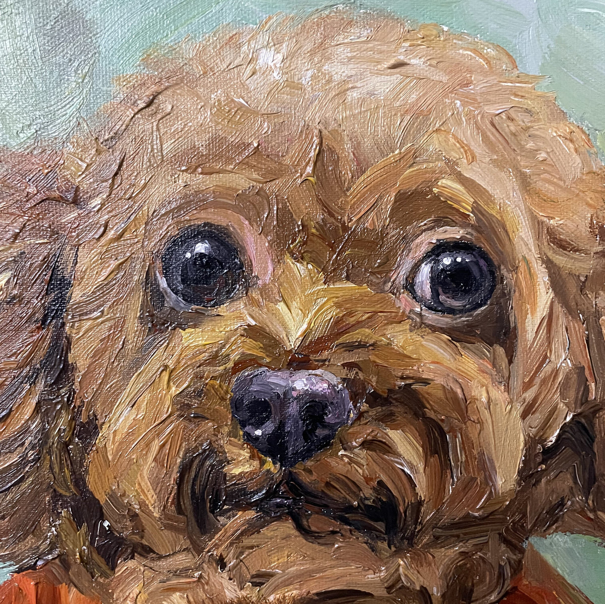 Bookworm Poodle Oil Painting — artwork detail and styling