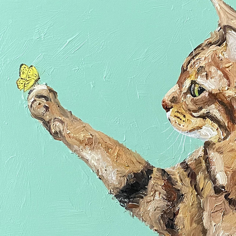 Cat and Butterfly Oil Painting — full artwork