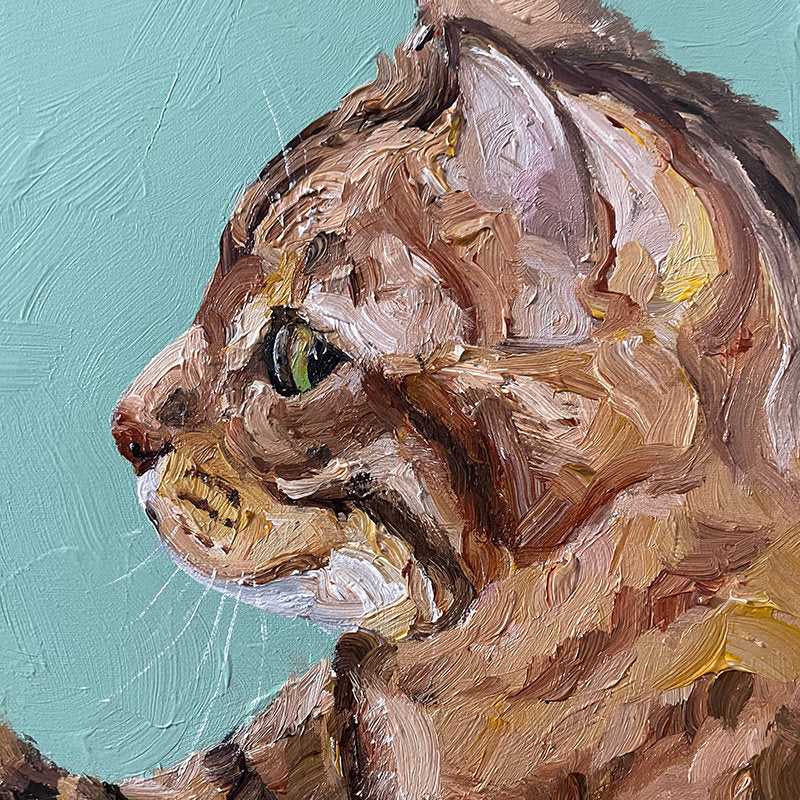 Cat and Butterfly Oil Painting — artwork detail and styling