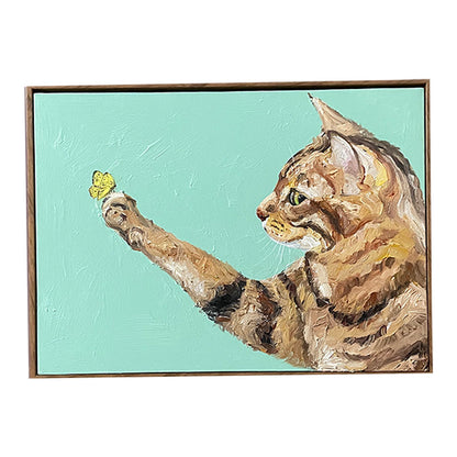 Cat and Butterfly Oil Painting — artwork detail and styling