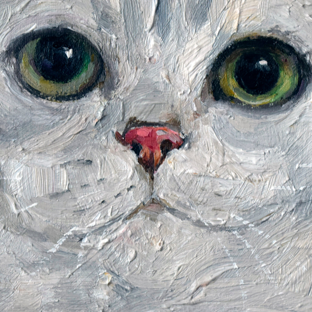 Cozy Winter Cat Oil Painting — artwork detail and styling