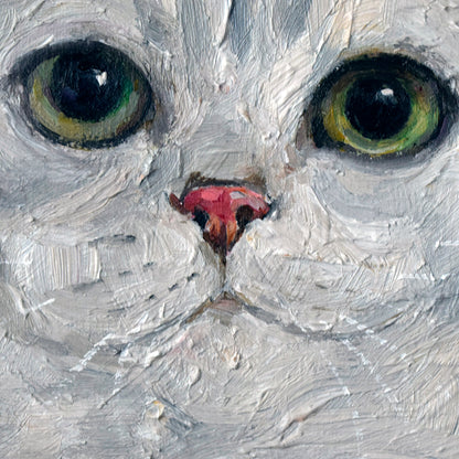 Cozy Winter Cat Oil Painting — artwork detail and styling