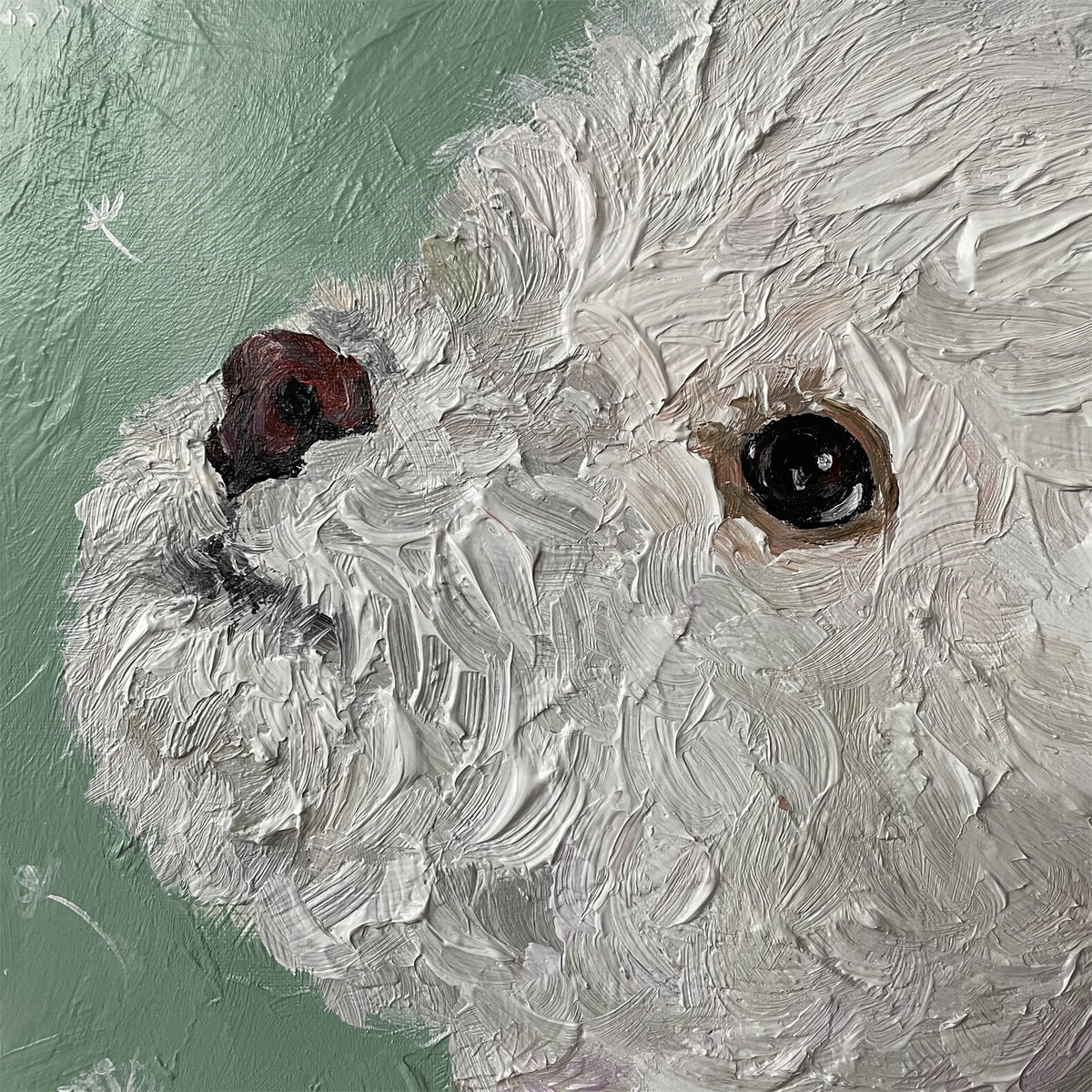 Daisy Bichon Oil Painting — artwork detail and styling