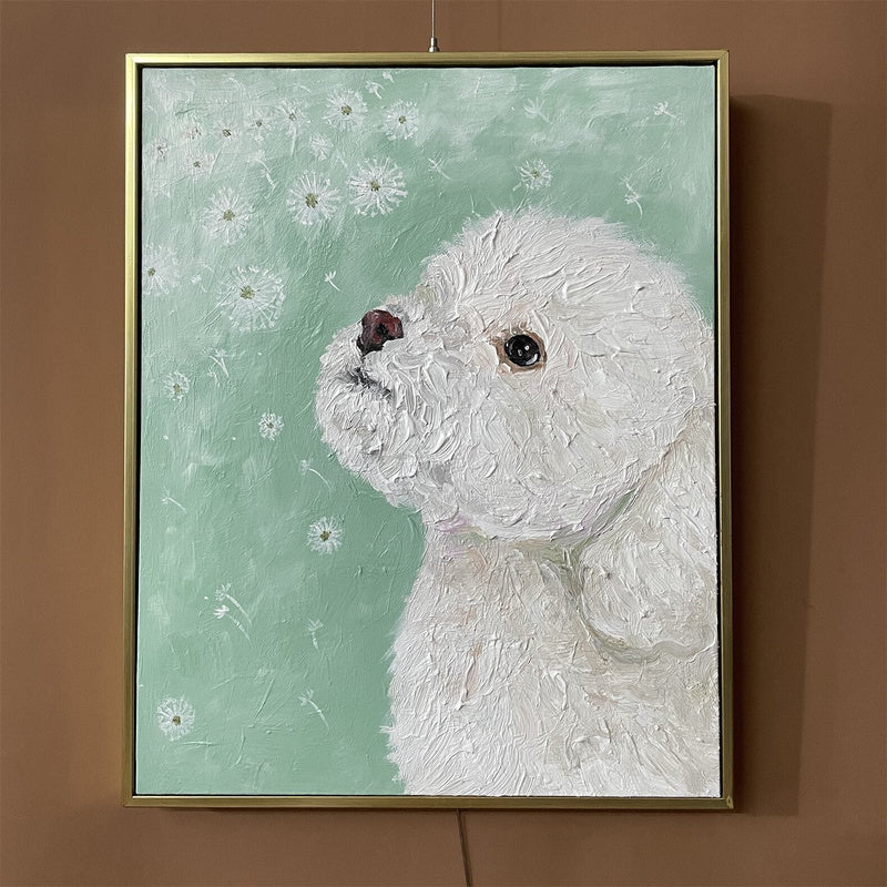 Daisy Bichon Oil Painting — complete artwork, square product image