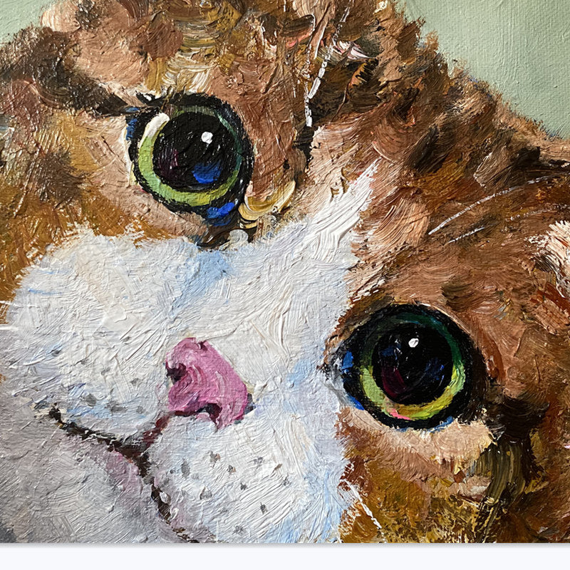 Floral Tabby Cat Oil Painting — artwork detail and styling