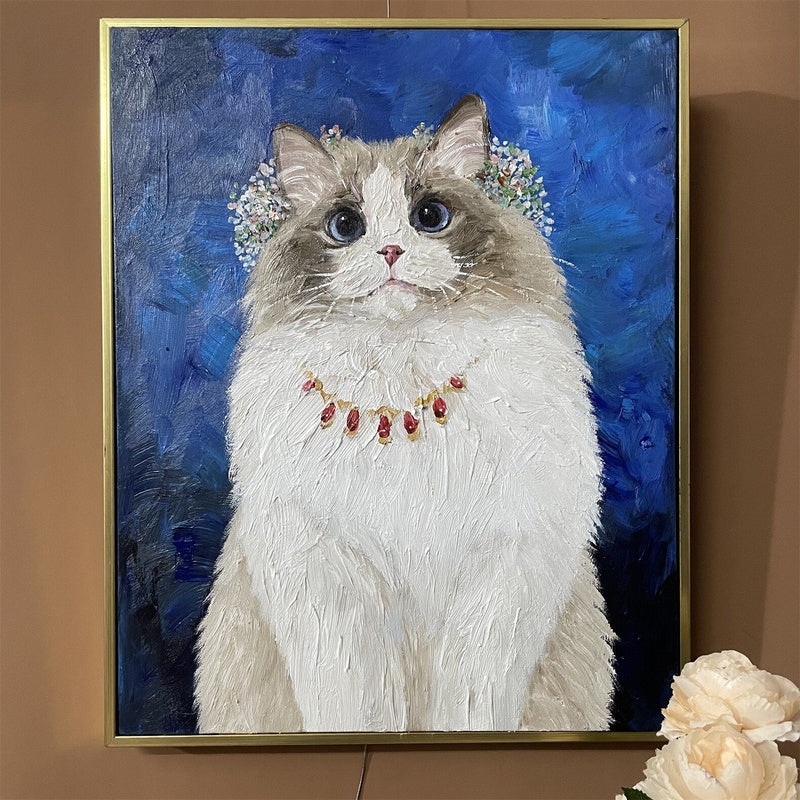 Royal Ragdoll Cat Oil Painting — complete artwork, square product image