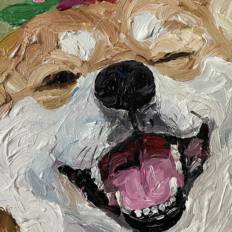 Smiling Shiba Oil Painting — artwork detail and styling
