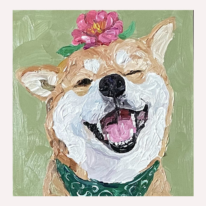Smiling Shiba Oil Painting — artwork detail and styling