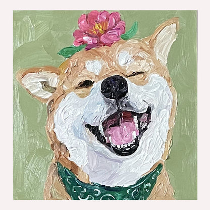Smiling Shiba Oil Painting — artwork detail and styling