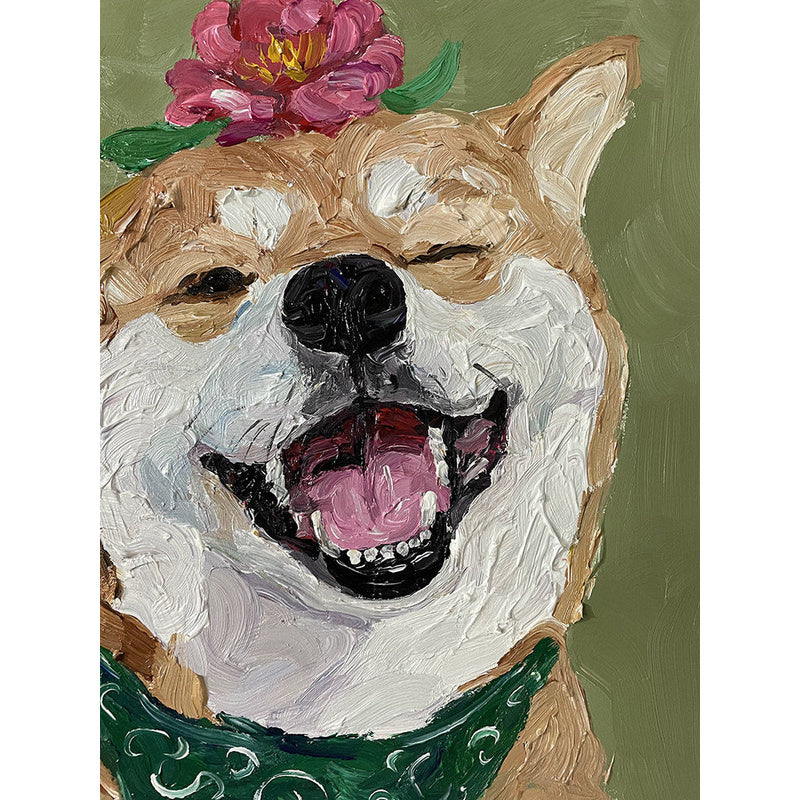 Smiling Shiba Oil Painting — complete artwork, square product image