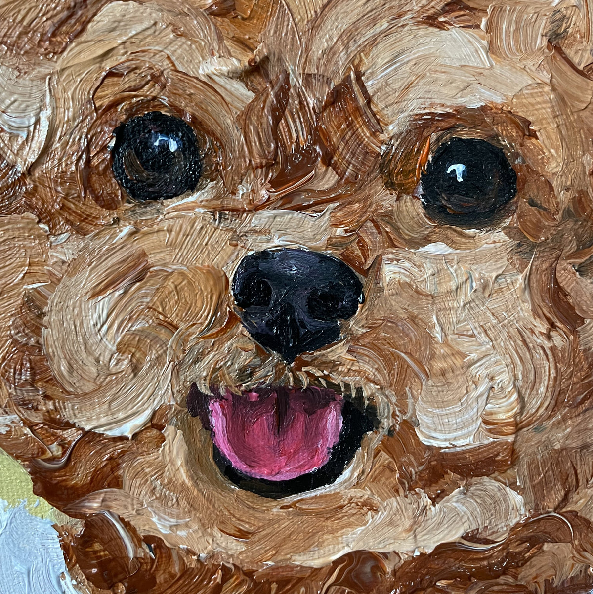 Sunny Poodle Oil Painting — artwork detail and styling