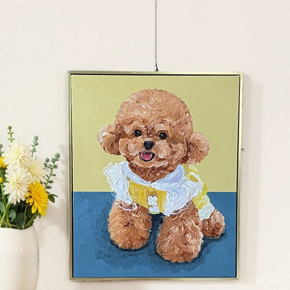 Sunny Poodle Oil Painting — artwork detail and styling