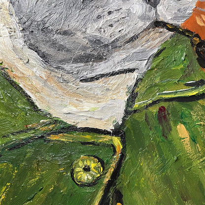 The Artist Cat Oil Painting — artwork detail and styling