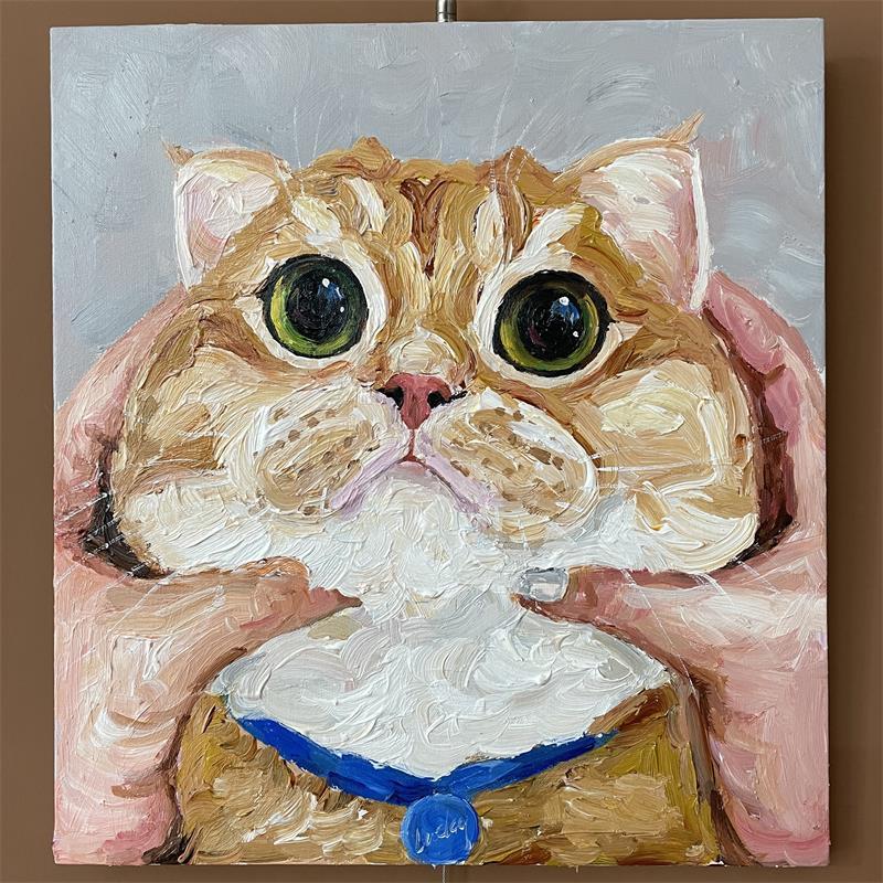 Wide-Eyed Kitten Oil Painting — full artwork