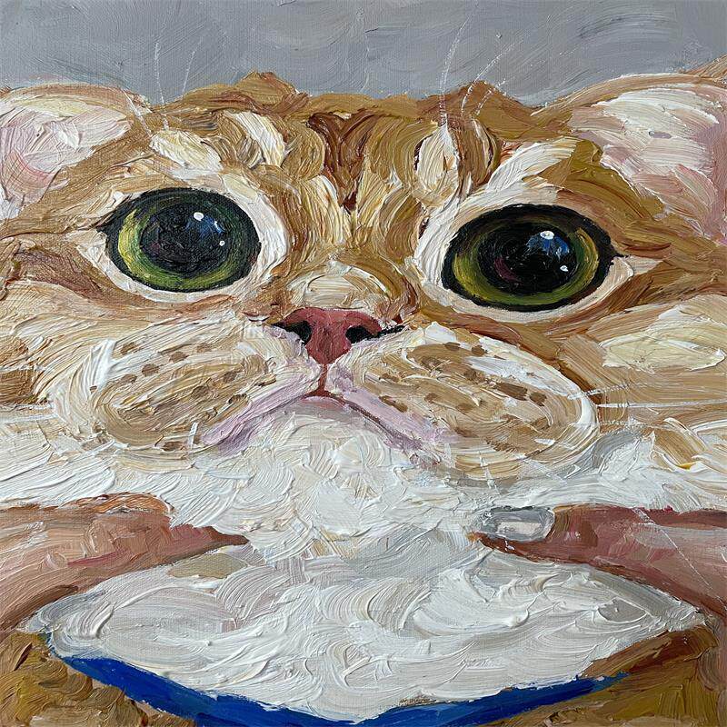 Wide-Eyed Kitten Oil Painting — artwork detail and styling
