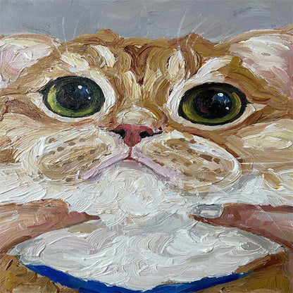 Wide-Eyed Kitten Oil Painting — artwork detail and styling
